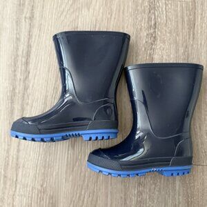 Blue Rubber Rain Boots Kids Size 5-6 School Fall Classic Preppy